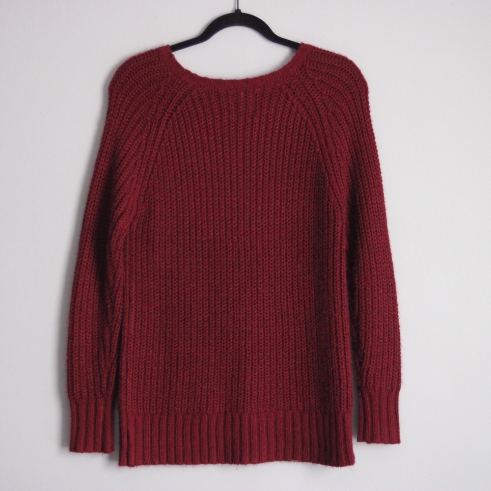 American Eagle Dark Red Knit Jegging Sweater - Picture 3 of 5